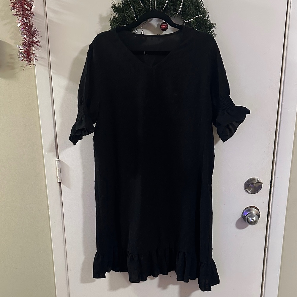 Black Ruffle Hem Dress